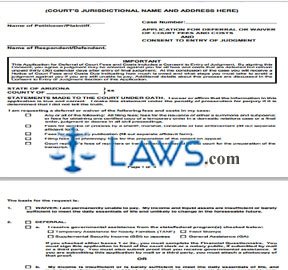Application for Deferral of Court Fees and/or Costs & Consent to Entry of Judgment