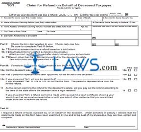 Form 131 Claim for Refund on Behalf of Deceased Taxpayer