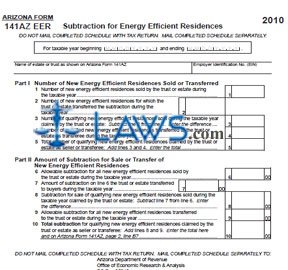 Form 141AZ EER Subtraction for Construction of Energy Efficient Residences
