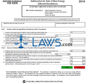 Form 165 EER Subtraction for Sale of New Energy Efficient Residences