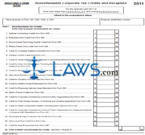 Form 300 Nonrefundable Corporate Tax Credits and Recapture