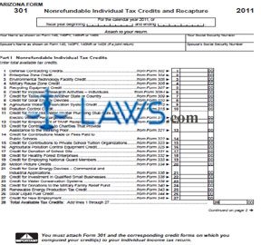 Form 301 Nonrefundable Individual Tax Credits and Recapture