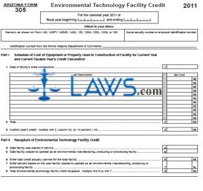 Form 305 Environmental Technology Facility Credit