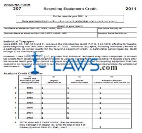 Form 307 Recycling Equipment Credit