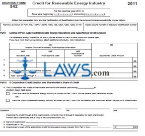 Form 342 Credit for Renewable Energy Industry