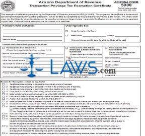 Form 5000 Transaction Privilege Tax Exemption Certificate