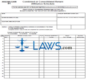 Form 51 Combined or Consolidated Return Affiliation Schedule