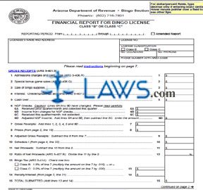 Form 71-1001 Financial Report for Bingo License Class B & C