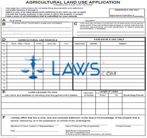 Form 82916 Agricultural Land Use Application