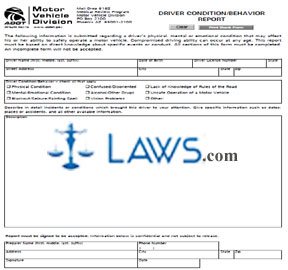 Form 96-0469 Driver Condition/Behavior Report