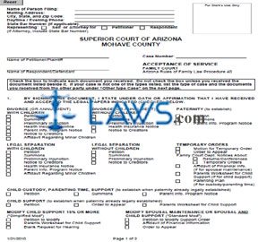 Form Acceptance Of Service (Mohave County) 