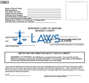 Form Affidavit Of Financial Information (Mohave County) 