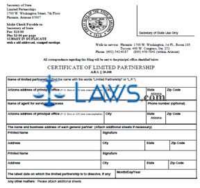 Form AZ Certificate of Limited Partnership