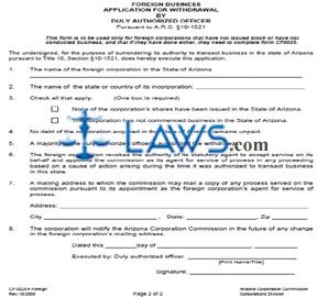 Form CF0025A Application for Withdrawal by Duly Authorized Officer (for Foreign Corporations) 