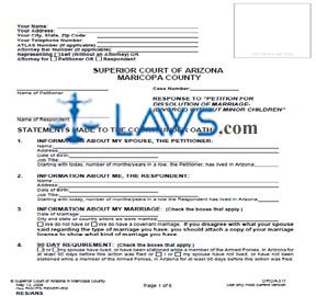 Form DRDA31f Response To Petition For Dissolution Of Non-Covenant Marriage Without Minor Children 