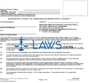 Form Motion And Affidavit For Default Decree Without Hearing (Without Children) 