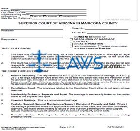 Form DR71f Consent Decree Of Dissolution Of Mariage Or Legal Separation 