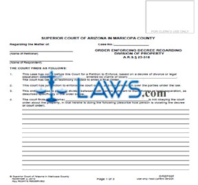 Form DREP82f Order Enforcing Decree Regarding Division Of Property 