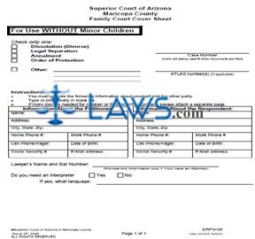 Form DRFN10f Family Court Coversheet (For Use Without Minor Children) 