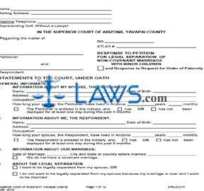 Form DRLSC31f Response To Petition For Legal Separation Of Non-Covenant Marriage With Minor Children 