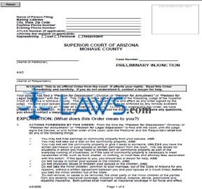 Form Preliminary Injunction (Mohave County) 