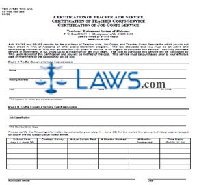 Certification of Teacher Aide Service, Teacher Corps Service, and Job Corps Service - Acts 93-768 / 98-385