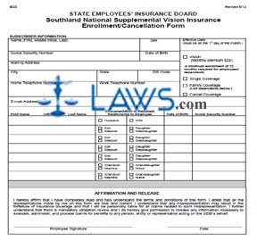 Form IB20 Southland Vision Enrollment/Cancellation Form 