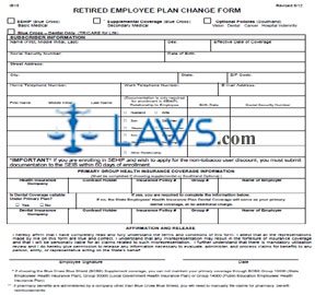 Form IB15 Retired State Employee Plan Change Form 