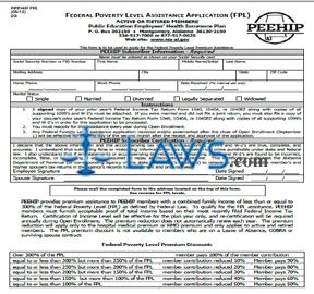 Form PEEHIP FPL 2G Federal Poverty Level Assistance Application 