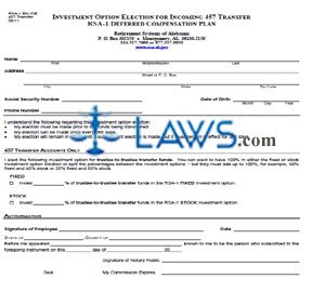 Form RSA-1 EN IOE 457 Transfer Investment Option Election for Incoming 457 Transfer