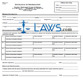 Form TRS 12-T Insurance Authorization