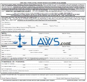 Form ADPH-HS14 Application for a Birth, Death, Marriage, or Divorce Certificate 