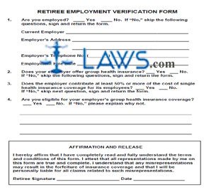 Form IB16 Retiree Employment Verification
