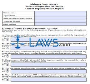 Annual Agency Records Disposition Authority Implementation Report
