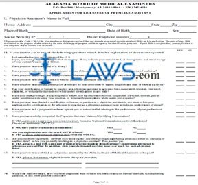 Application for Licensure of Physician Assistant 