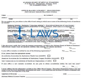 Office Based Surgery/ Procedures Physician Registration Form