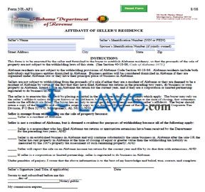 Form NR-AF1 Affidavidit of Seller's Residence