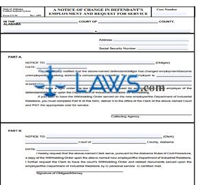 A Notice of Change in Defendant's Employment and Request for Service