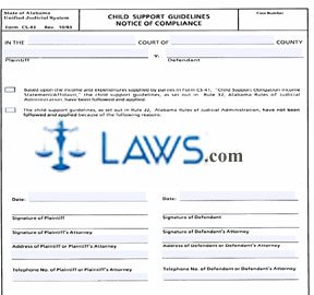 Child Support Guidelines Notice of Compliance