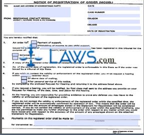 Notice of Registration of Order Model