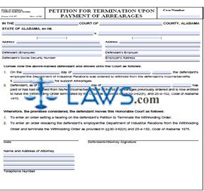 Petition for Termination Upon Payment of Arrearages