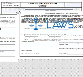 Form SM-1 Statement of Claim (Complaint, General)