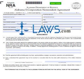 Form Schedule NRA Agreement of Nonresident Shareholder 