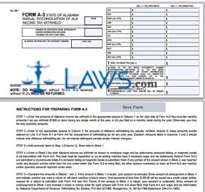 Form A-3 Annual Reconciliation of Alabama Income Tax Withheld 