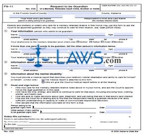 Form PS-11 Request to be Guardian of a Mentally Retarded Adult, Child, Brother or Sister