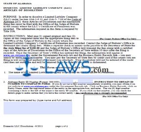 Form Domestic LLC Articles of Dissolution  