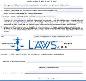 Form Domestic LLLP Statement of Termination 
