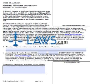 Form Nonprofit Corporation Articles of Dissolution  