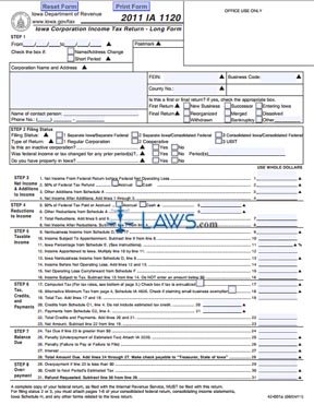 Form IA 1120 Iowa Corporation Income Tax Return Long Form