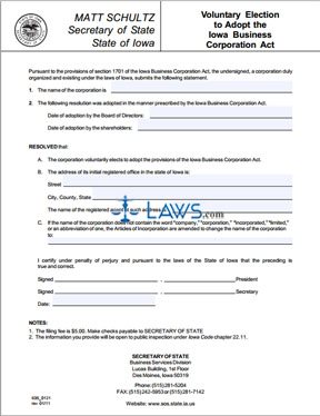 Form 635_0121 Voluntary Election to Adopt Chapter 